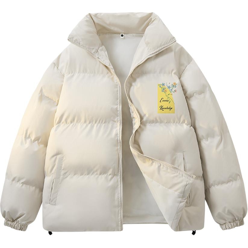 EOOVEN Vintage Floral Logo Puffer Jacket