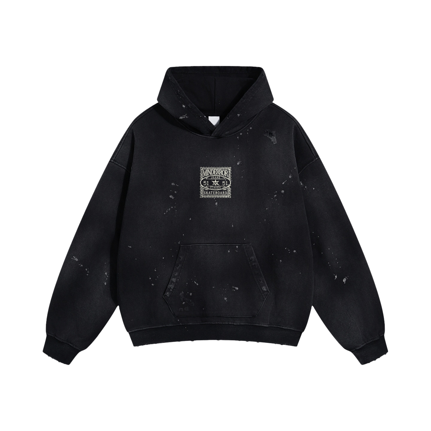 MIND ERROR Vintage Stamp Print Pullover Sweatshirt