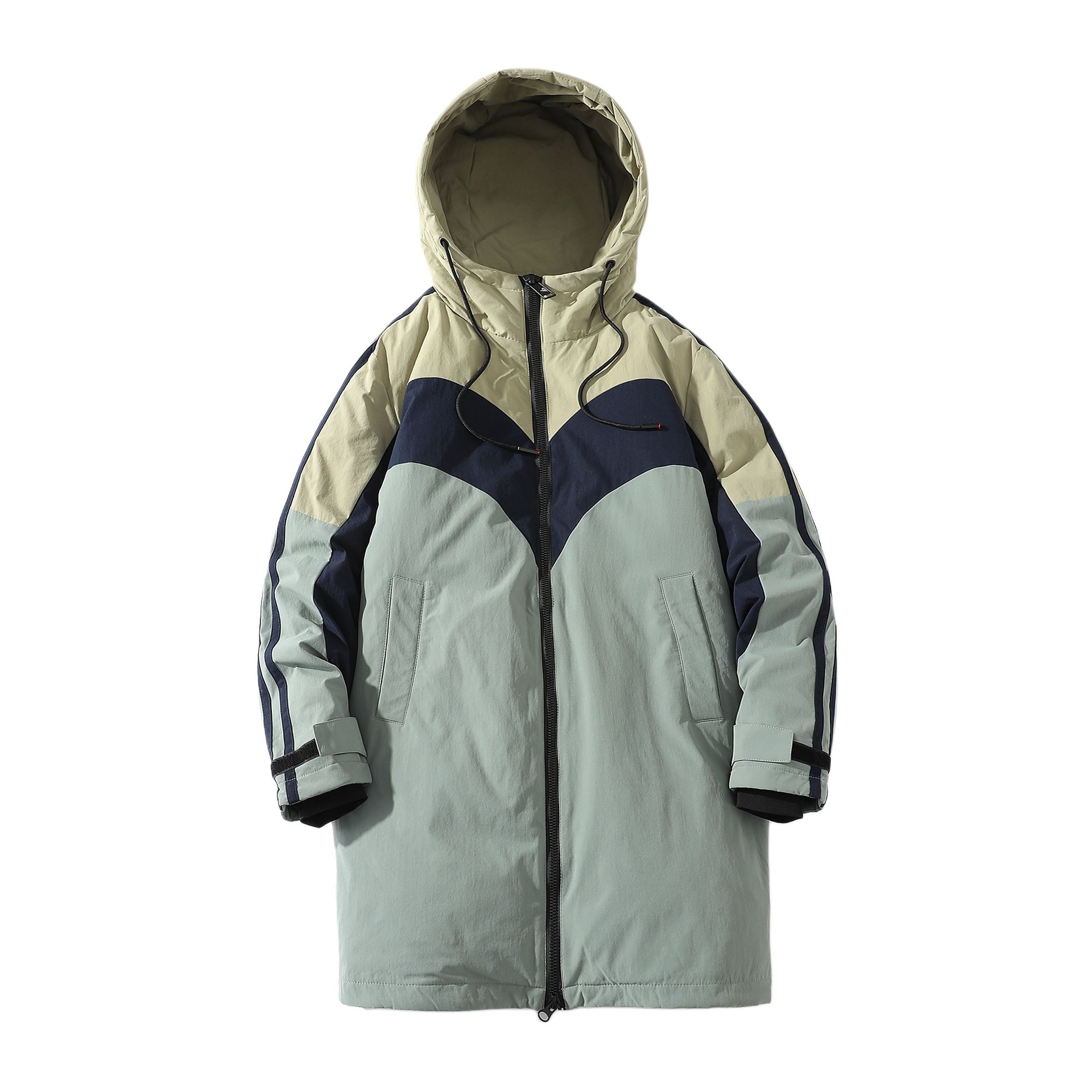 FORHUG Basic Unisex Colorblock Pocket Hooded Down Jacket