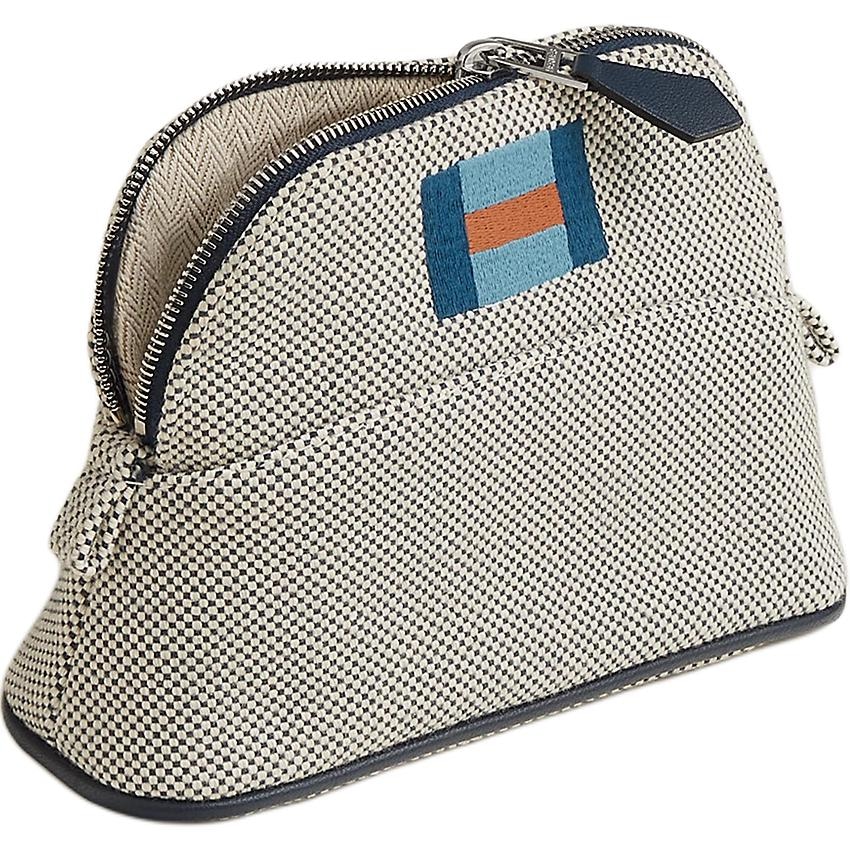 HERMES/爱马仕 Hermes Bolide Casaque Ocean Blue Beige Mini Pouch
