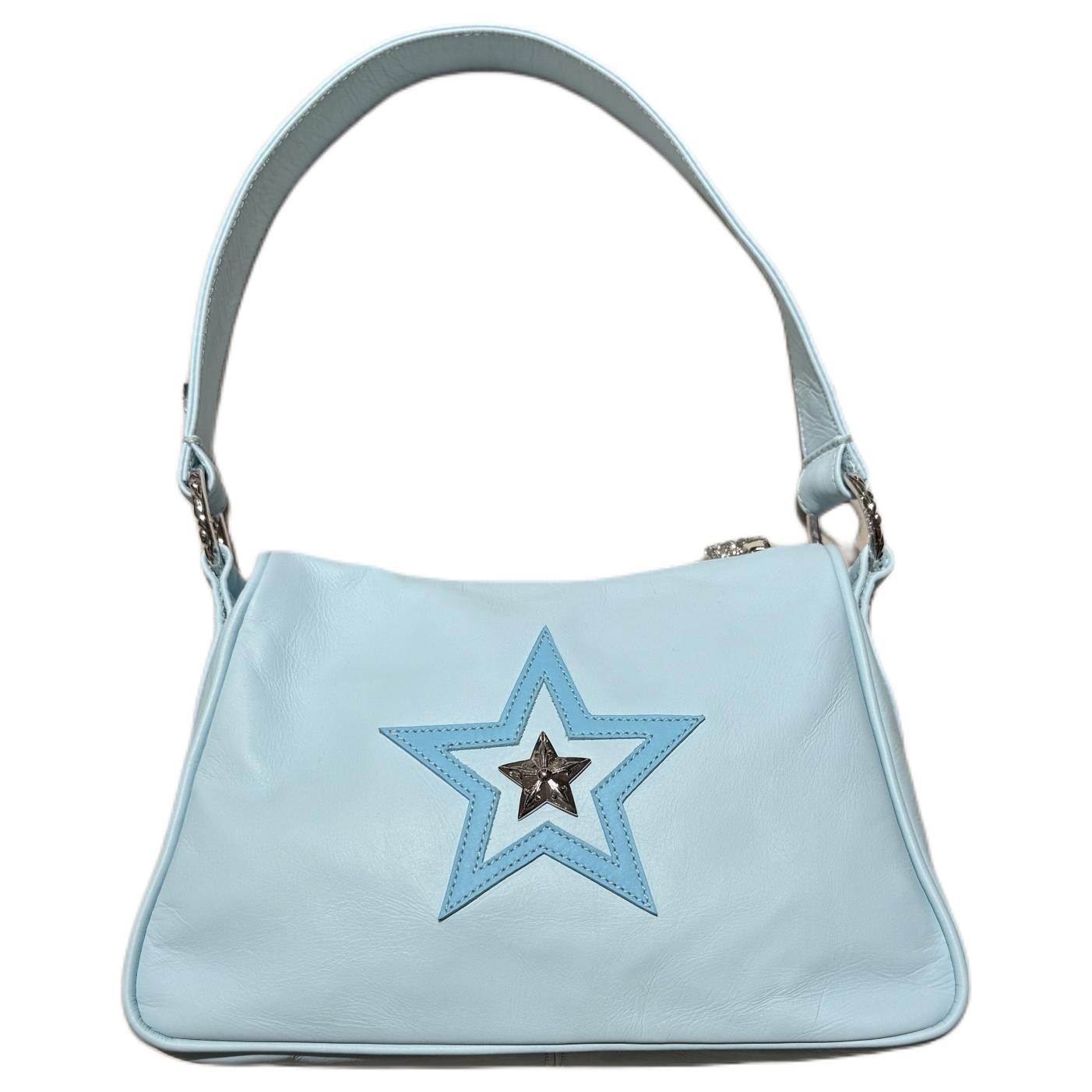 Chrome Hearts 克罗心 克罗心 银饰 羊皮 星星鸡块包手提包 女款 蓝色