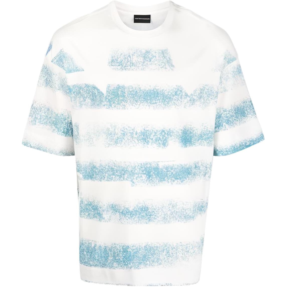 EMPORIO ARMANI/阿玛尼 Emporio Armani SS22 Blue White Striped T-Shirt