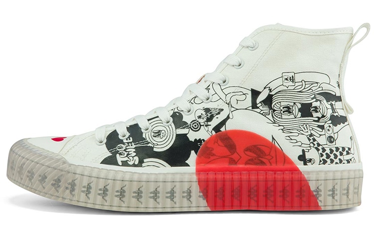 Kappa/卡帕 LALA COMPANY x Kappa High-Top Canvas Sneakers White