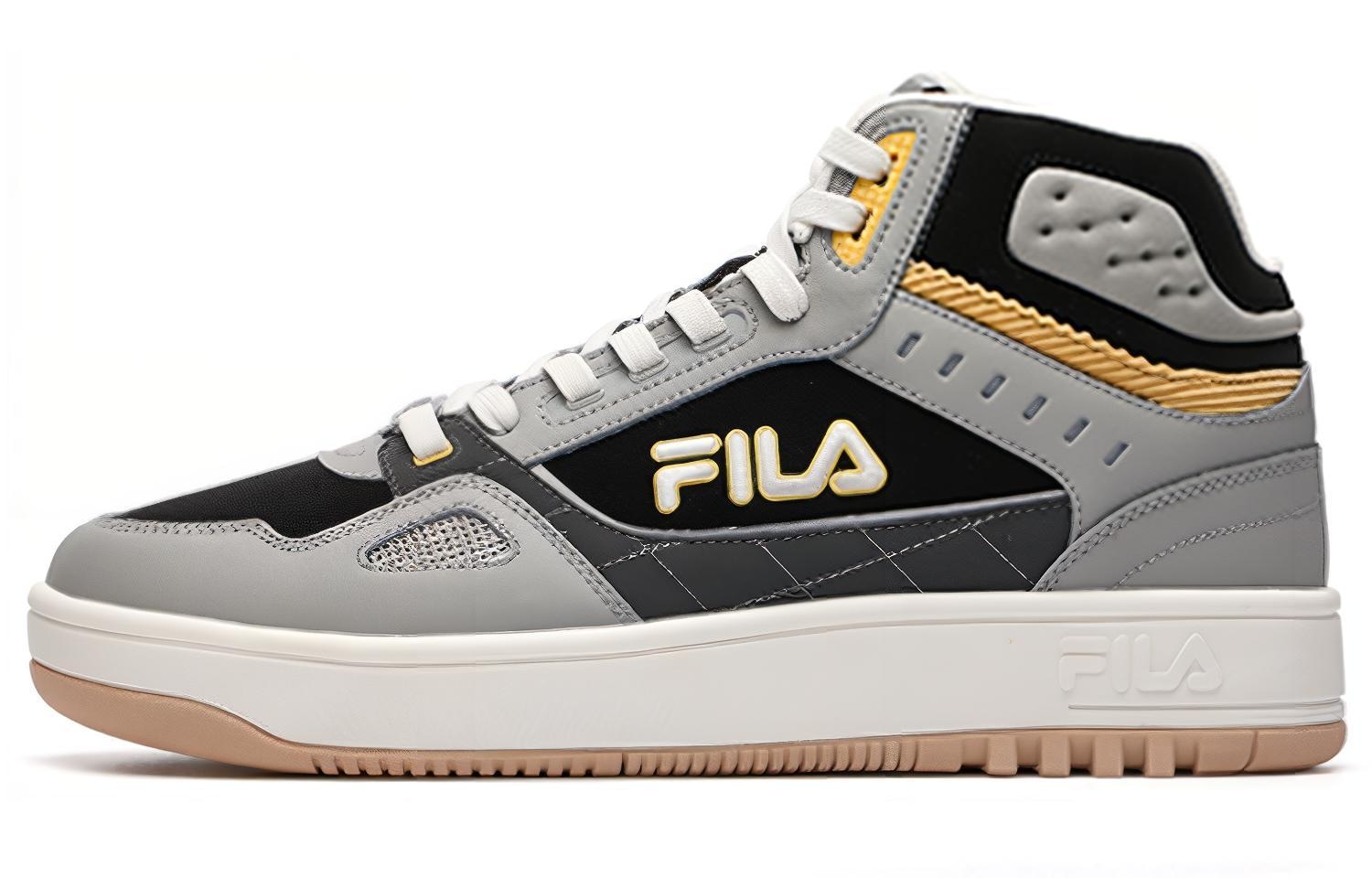 FILA Retro High-Top Basketball Shoes Grey Black