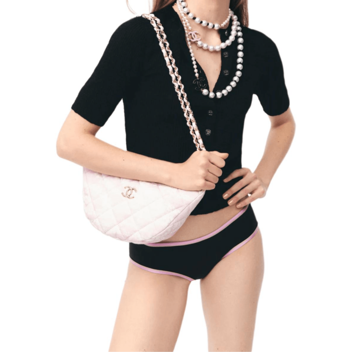 CHANEL 25M Coco Beach Knit Shirt Black