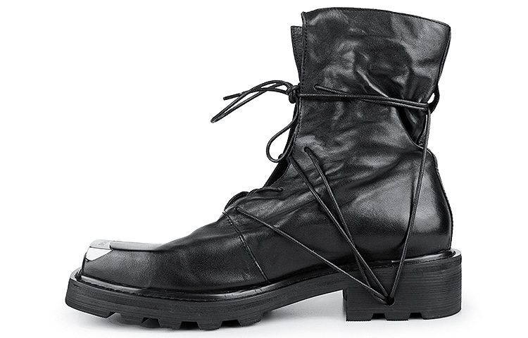 幻象者 Huànxiàngzhě Black Leather Zipper Boots