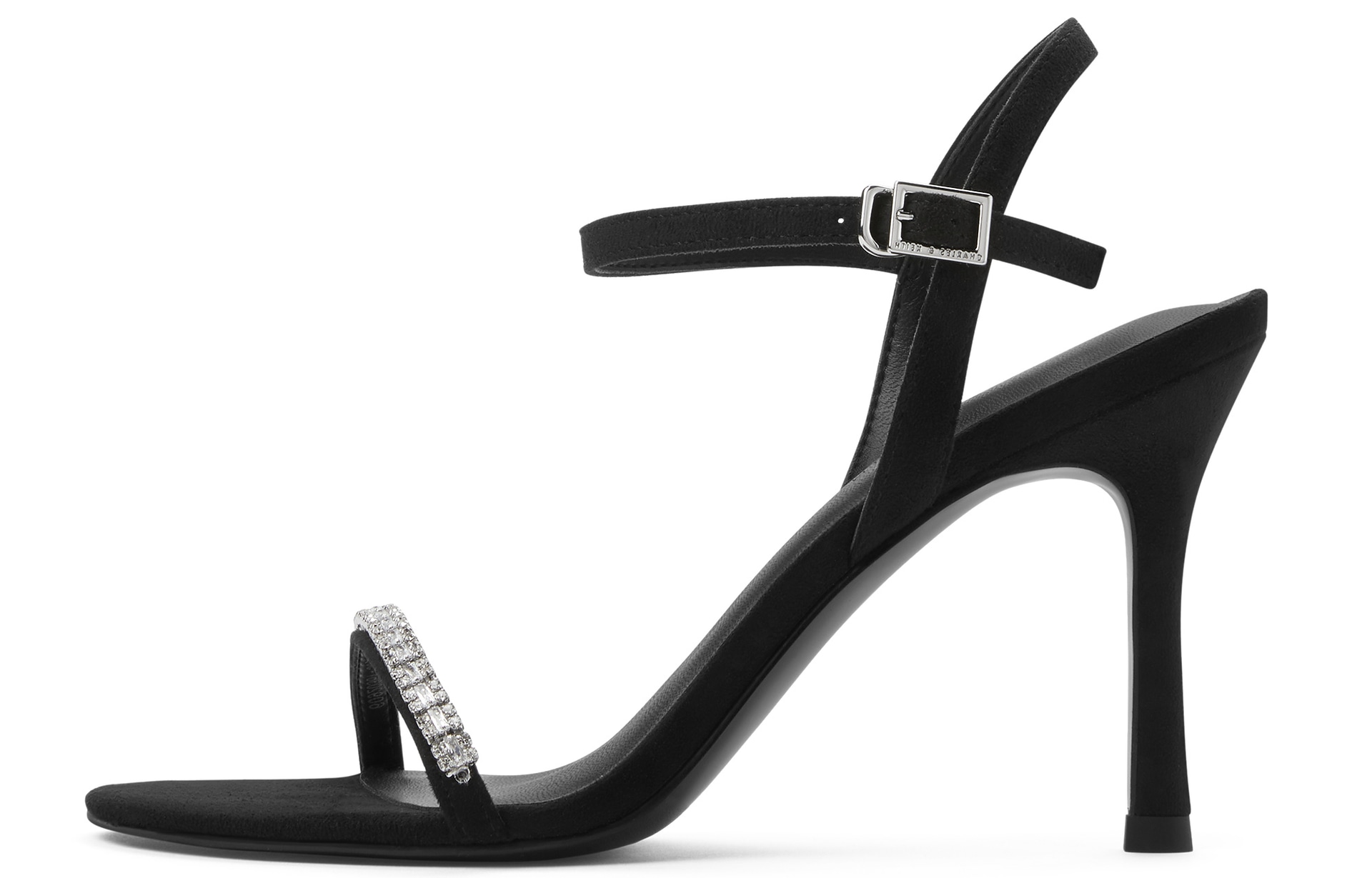 CHARLES&KEITH CHARLESKEITH ck PU 9.2cm BLACK TEXTUREDSilverCream