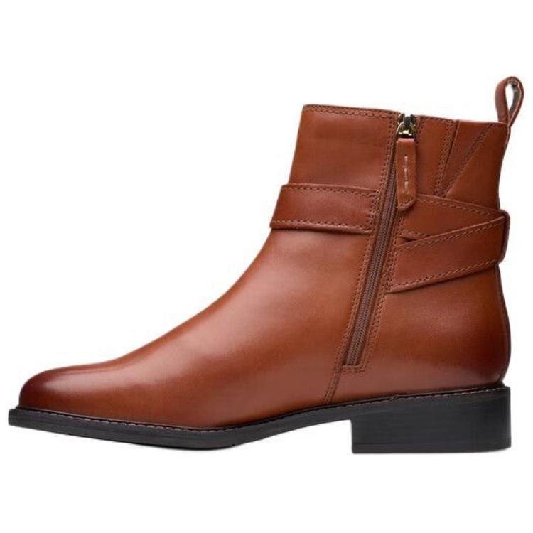 Clarks Leather Retro Short Boots Brown