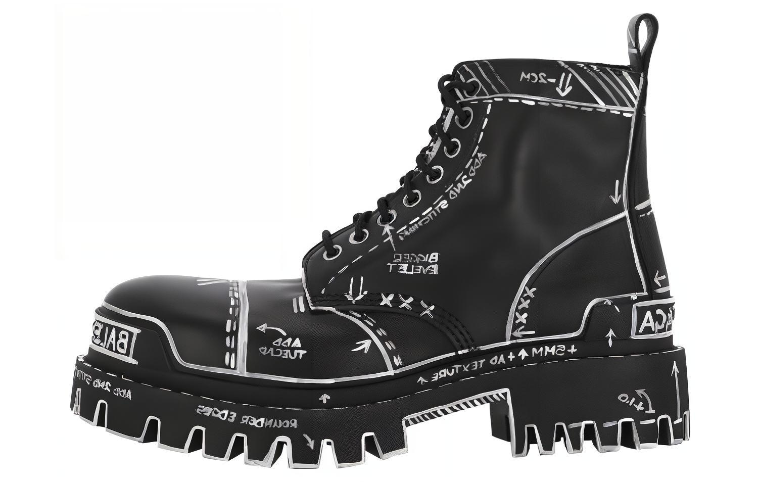 Balenciaga Strike Leather Boots Black