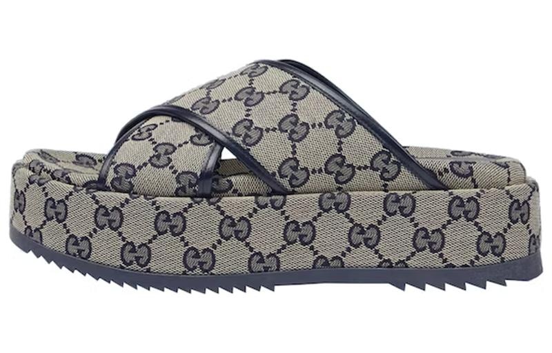 GUCCI/古驰 Gucci Slide Sandals Beige Blue