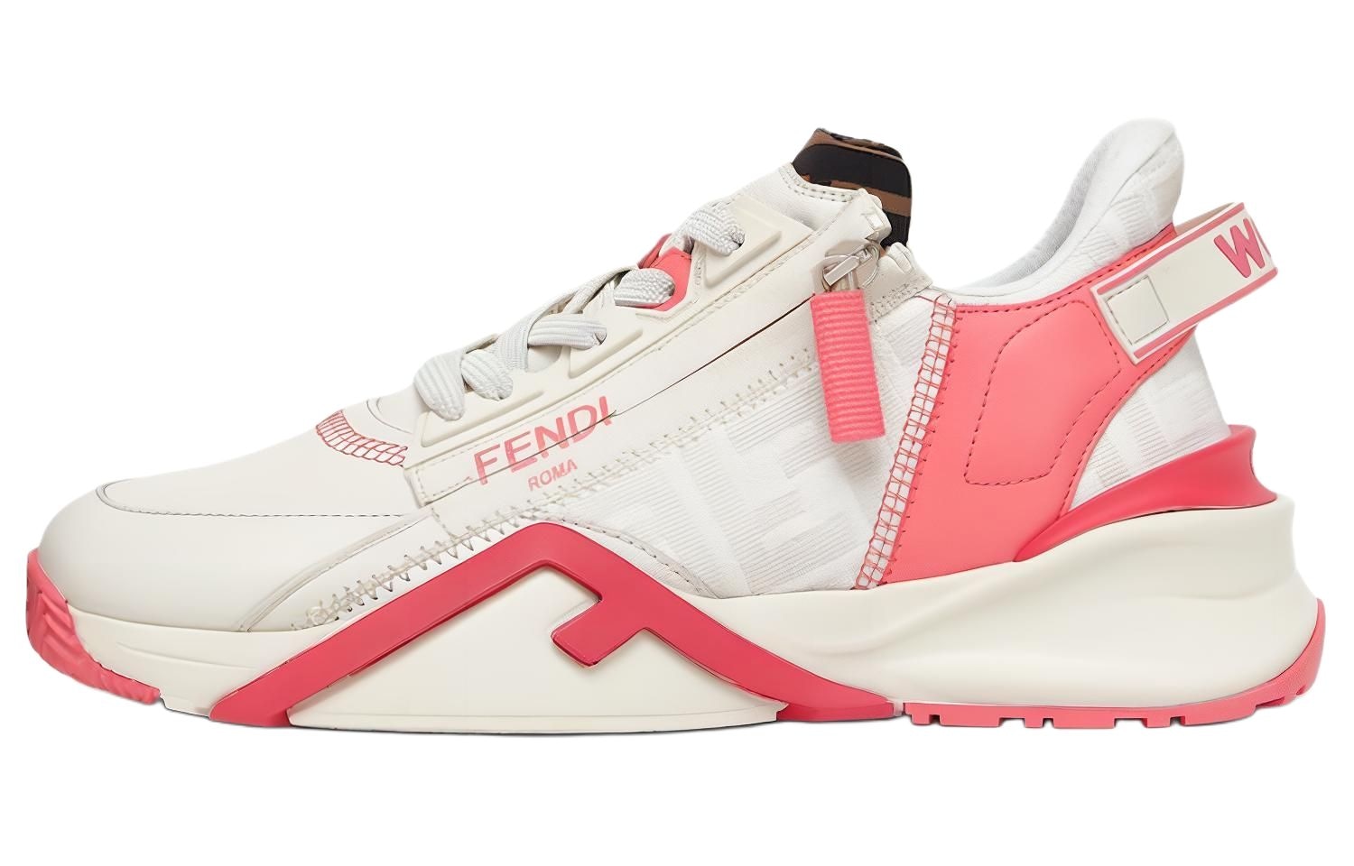 FENDI/芬迪 Fendi Flow Lace-Up Low Sneakers Pink White