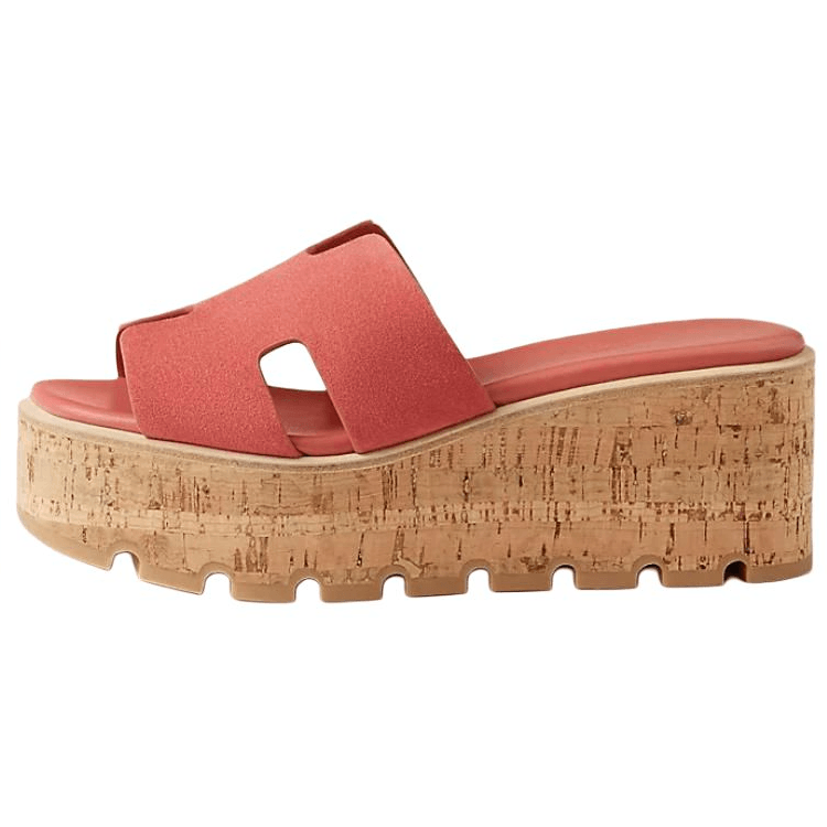 HERMES/爱马仕 Hermes Eze Suede Slide Sandals Orange