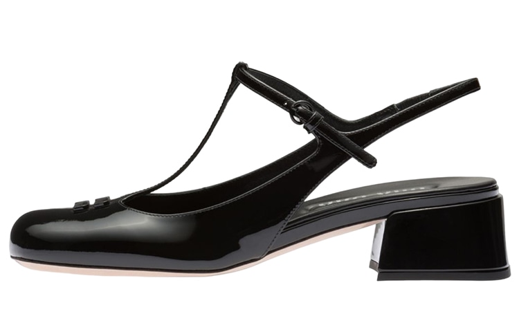Miu Miu Patent Logo Heels Black