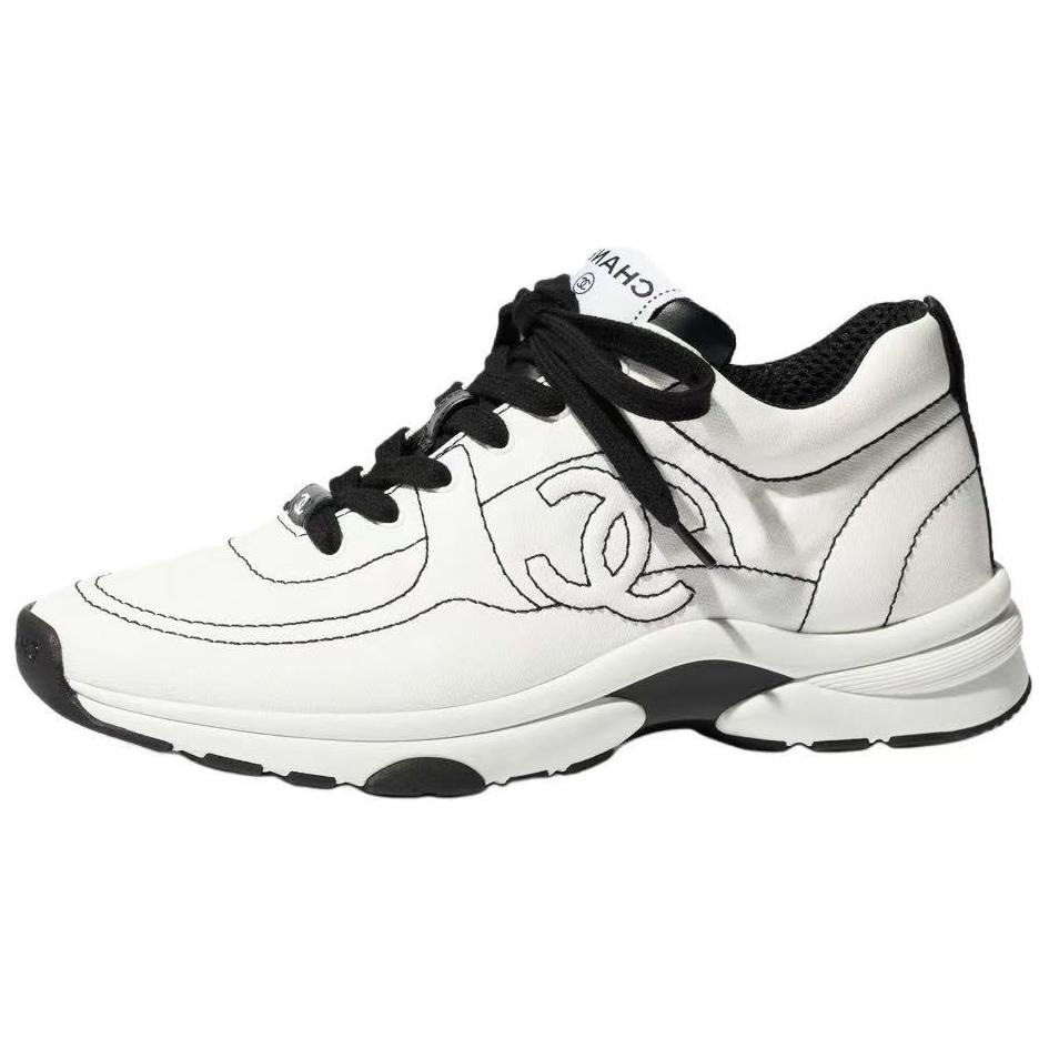 CHANEL Canvas Low Top Sneakers White