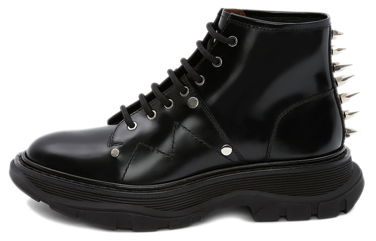 Alexander McQueen Lace-Up Ankle Boots Charcoal
