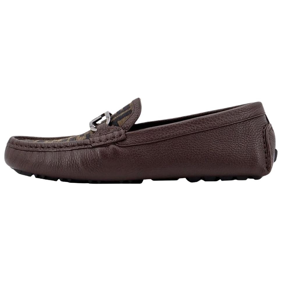 FENDI/芬迪 Fendi Leather Slip-On Loafers Brown