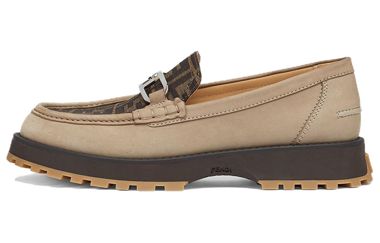 FENDI/芬迪 Fendi O'Lock Loafers Beige