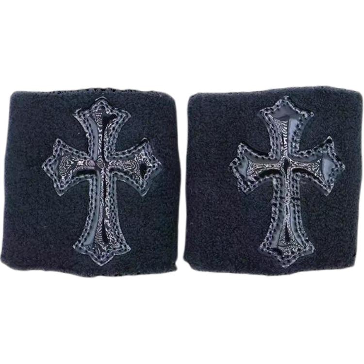 Chrome Hearts 克罗心 十字架贴片 腕带 男女同款情侣款 黑色