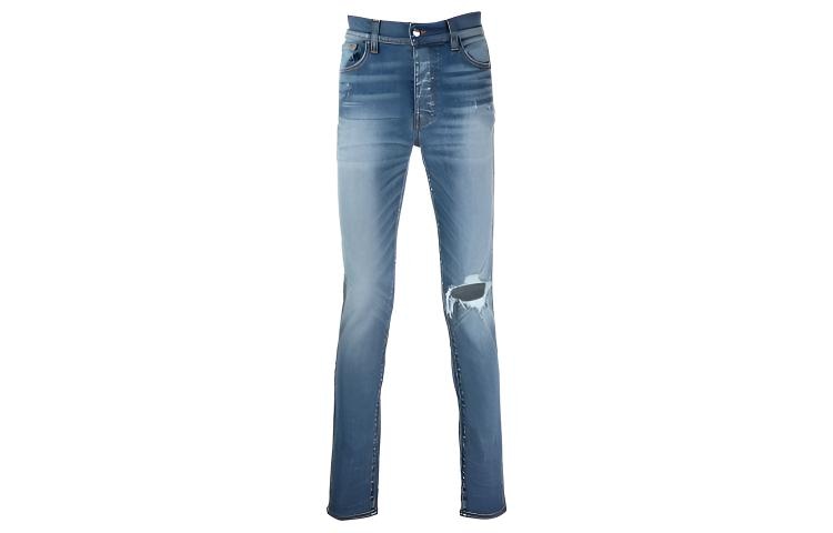 AMIRI FW21 Logo Rip Denim Pants Blue
