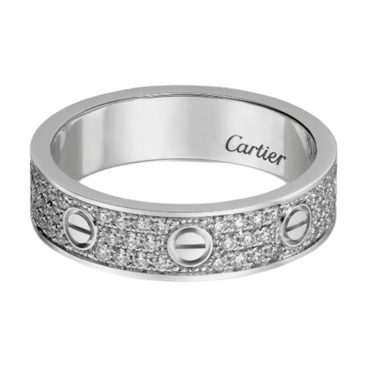 CARTIER/卡地亚 Cartier Love Full Diamond Ring 18K White Gold Wide
