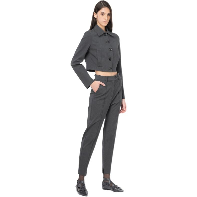 PINKO SS24 Solid Single-Breasted Jacket Gray