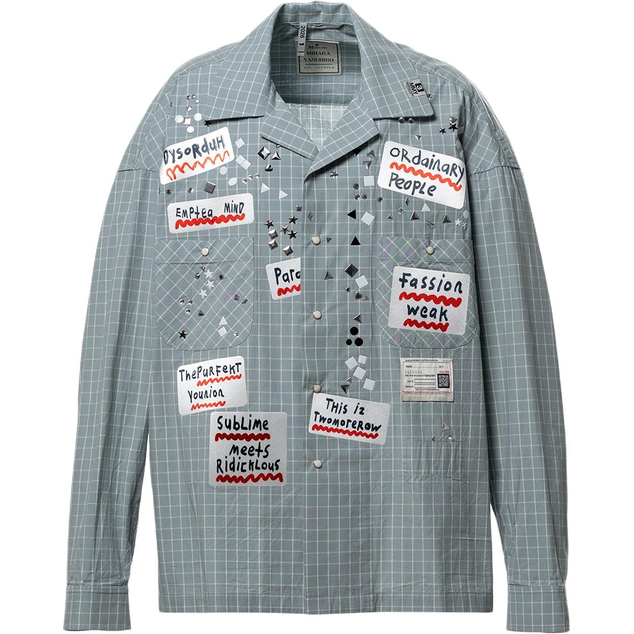 Maison Mihara Yasuhiro MMY SS26 Embellished Sticker Long Sleeve Check Shirt 2026