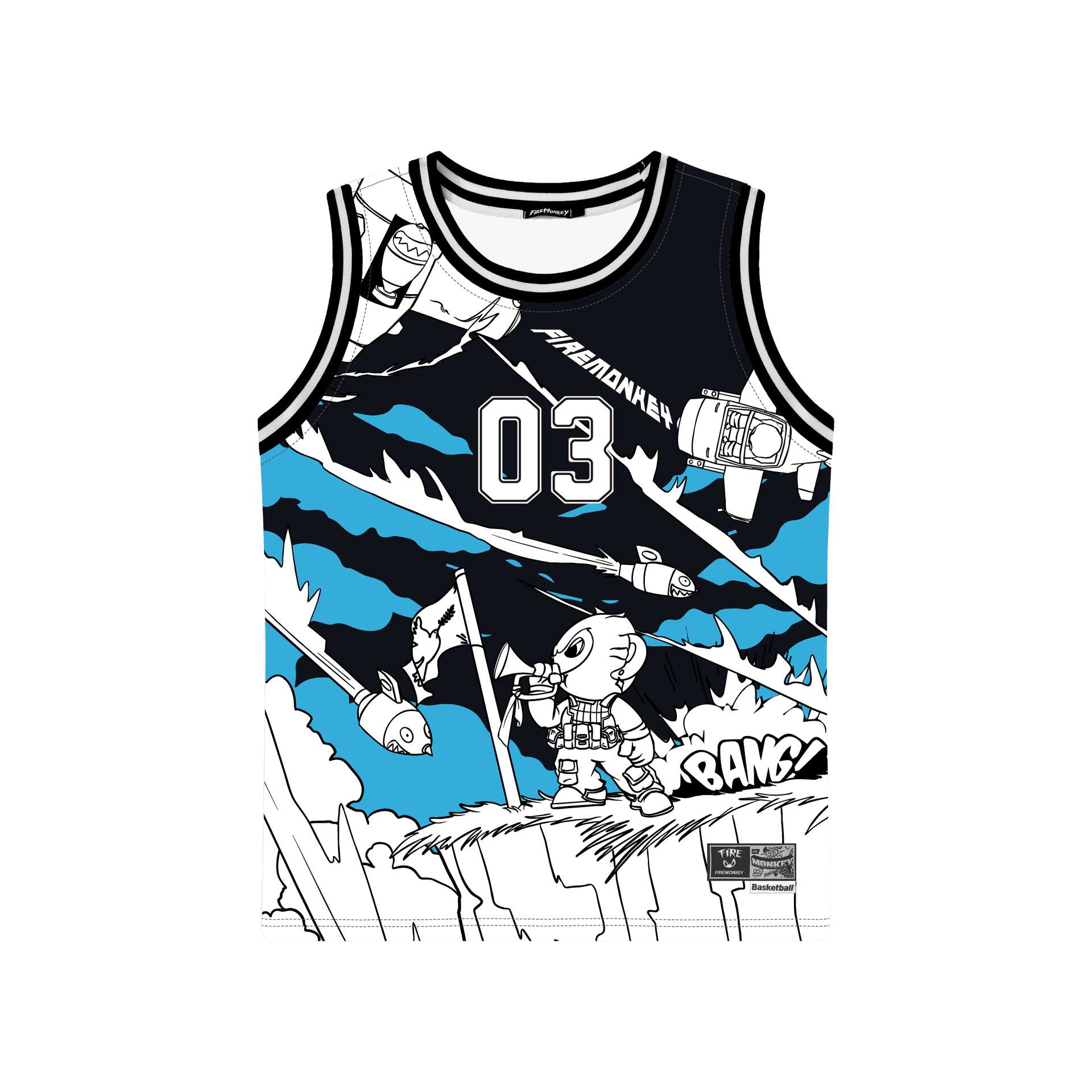 火猴/FireMonkey FireMonkey Hand-Painted Graffiti Basketball Vest Black