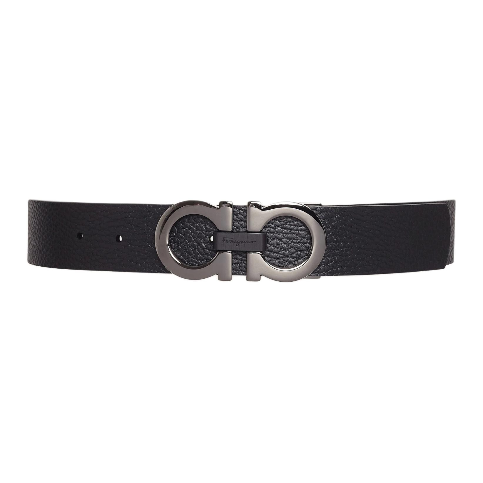 FERRAGAMO/菲拉格慕 Ferragamo Reversible Smooth Buckle Belt Black Walnut 3.5cm