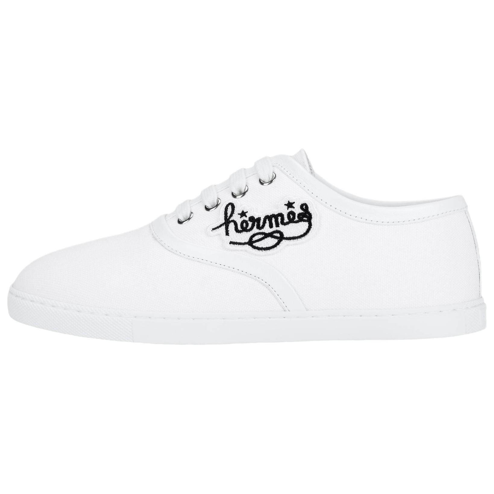 HERMES/爱马仕 Hermes Innocent Canvas Low Top Sneakers White