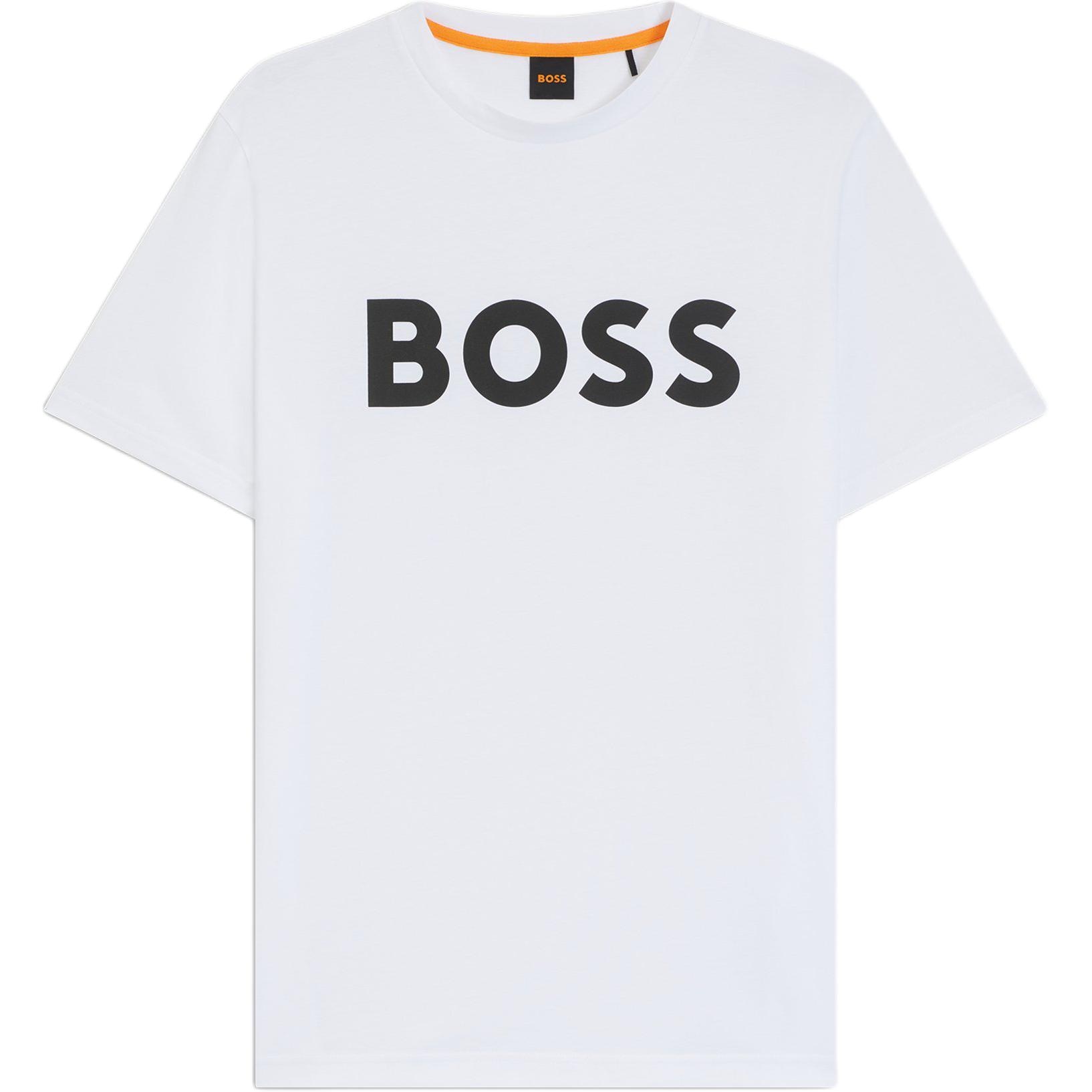 HUGO BOSS Letter Print Crew Neck T-Shirt White