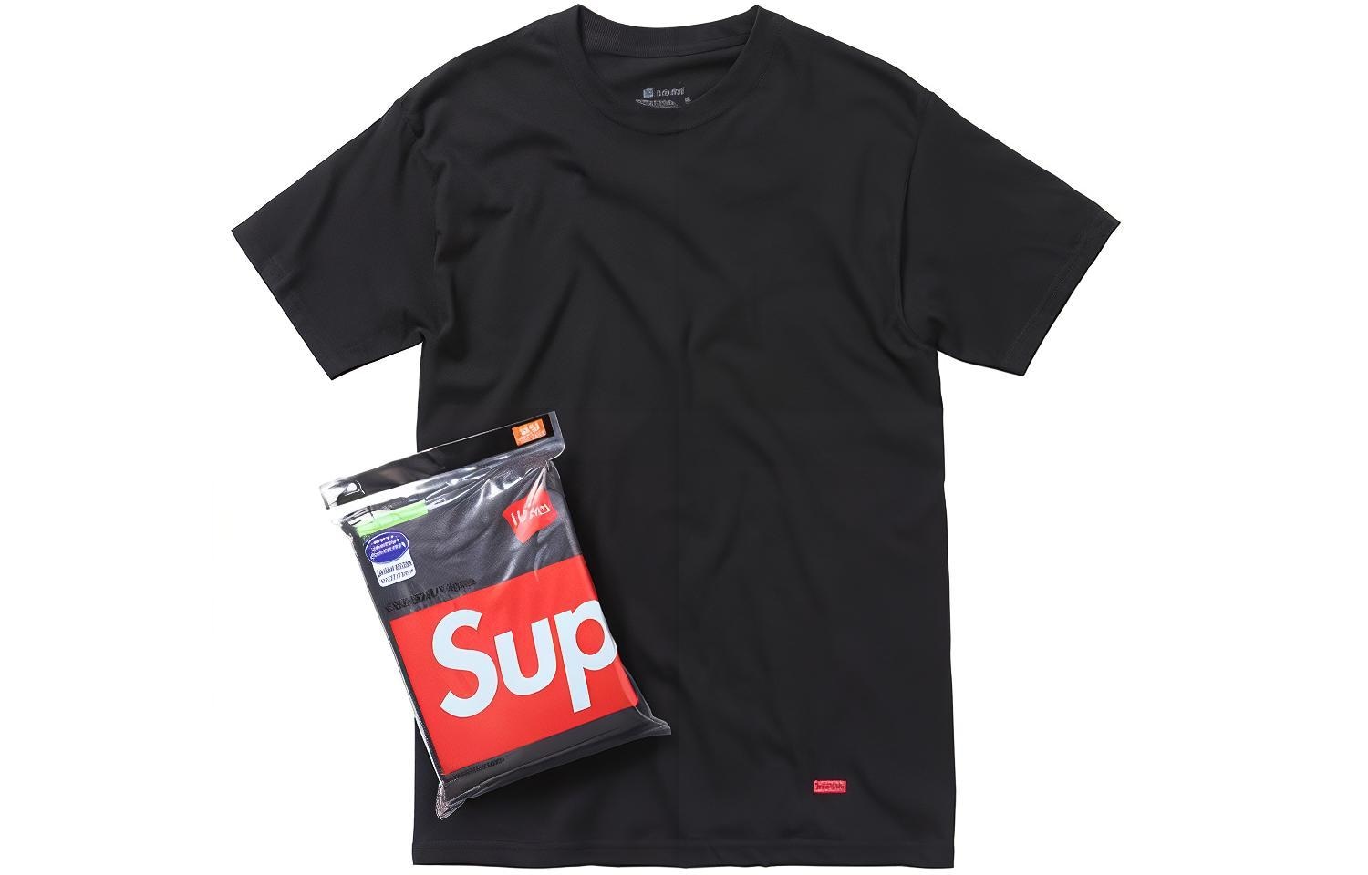 Supreme x Hanes Tagless Tees Black