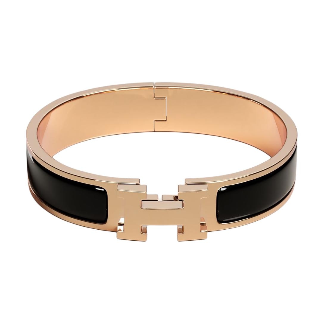 HERMES/爱马仕 Hermes Classic H Rose Gold Enamel Bracelet