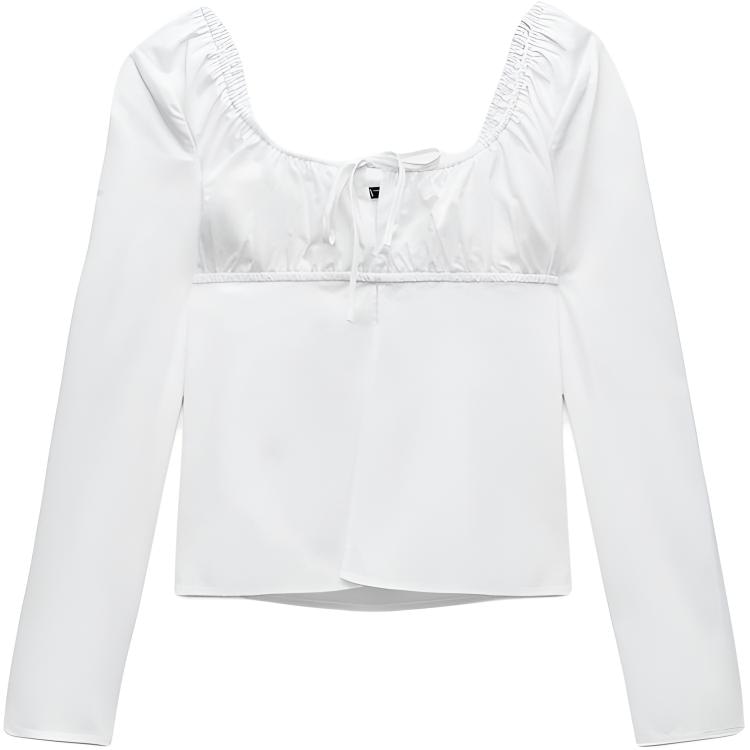 ZARA Square Neck Bow Shirt