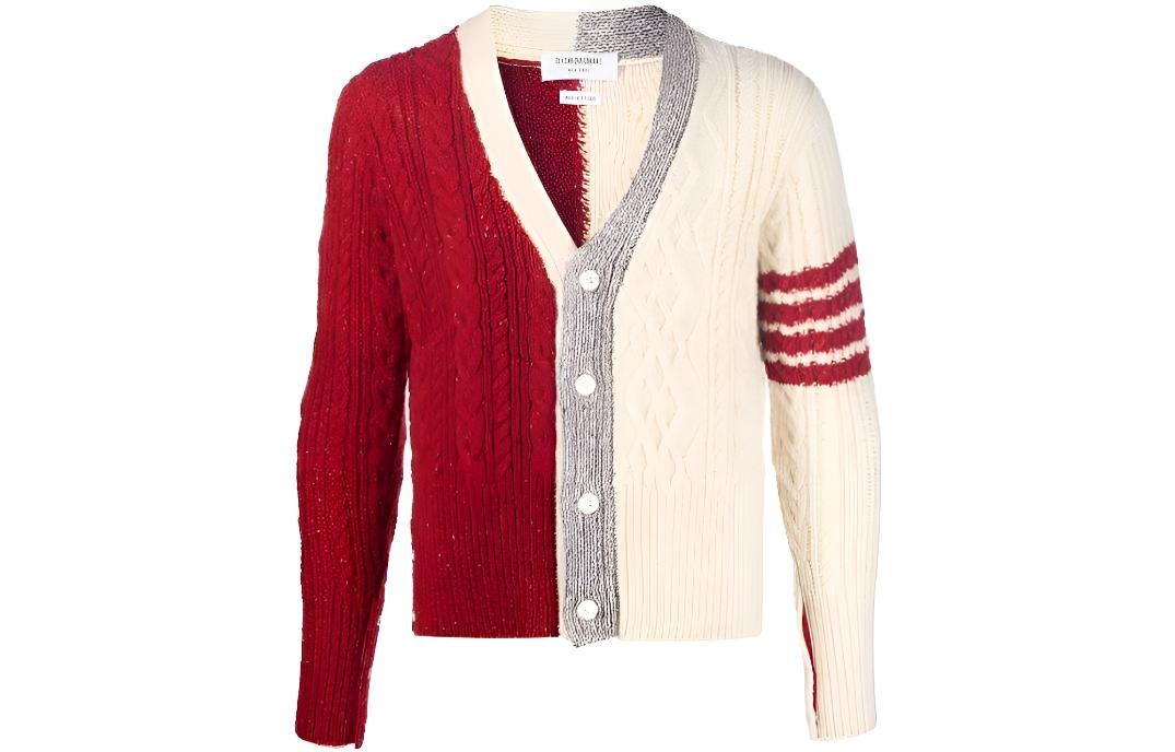 Thom Browne FW22 Striped V-Neck Sweater