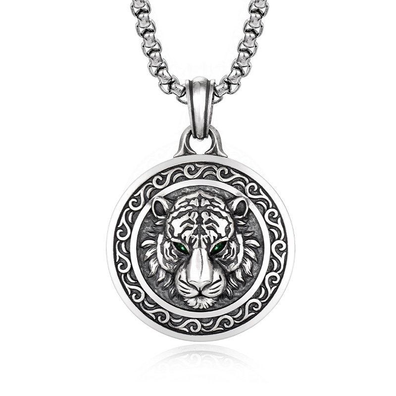 IDEAGEMER Tiger Head Necklace